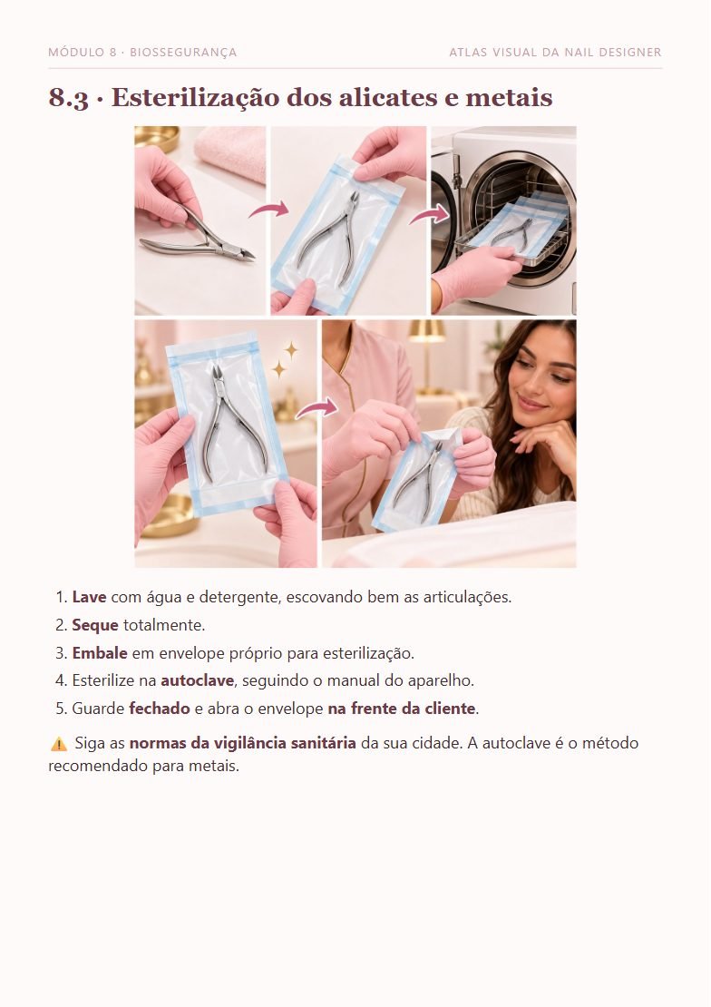 Página 8.3: esterilização dos alicates